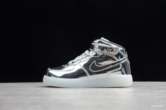 Mid Kids Metallic Force Air Nike 1 314197-8500 WB Silver 1219